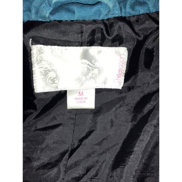 Teal Peacoat Trench Coat M Xhilaration Indie Vanguard Boho Coquette Girl Classic - Picture 7 of 11